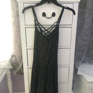 Black Dress with cross front and white stars